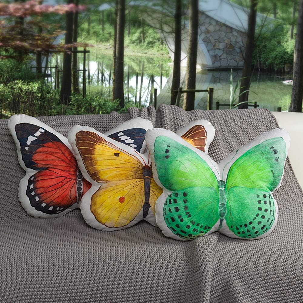 VG|light-green,light-orange|3D Butterfly Throw Pillow, Hot Pink