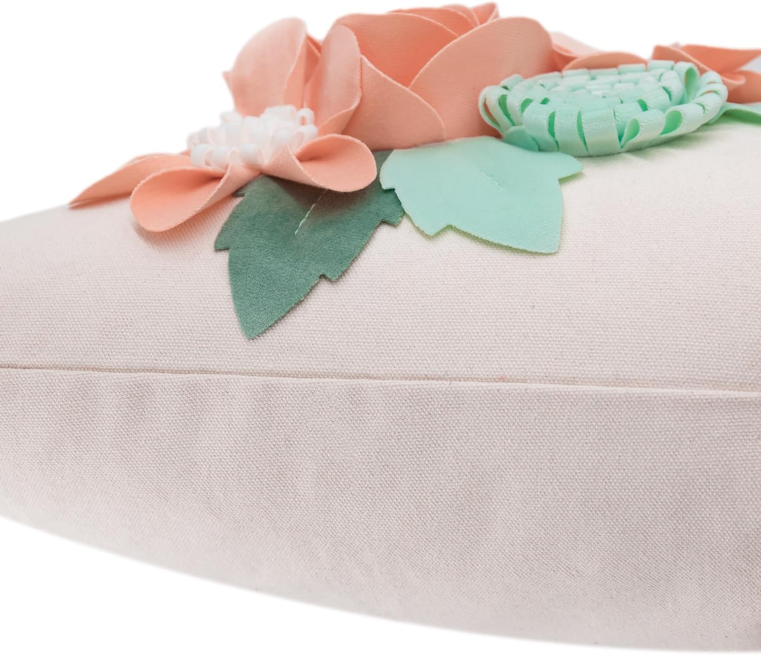 VG|peach-pink|3D Flower Throw Pillow Cover Aesthetic Decorative Floral Accent Pillow Colorful Cushion for Bed Living Room Couch Office Decor Beige Green