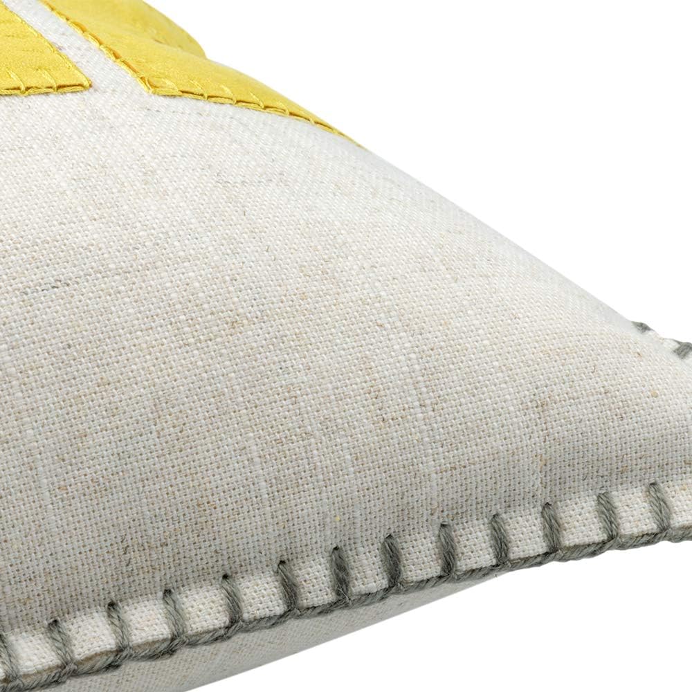 Home Flower Throw Pillow Cover, Beige Yellow Grey