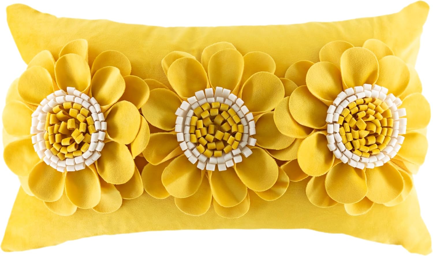 VG|yellow-white|3D Flower Throw Pillow Cover