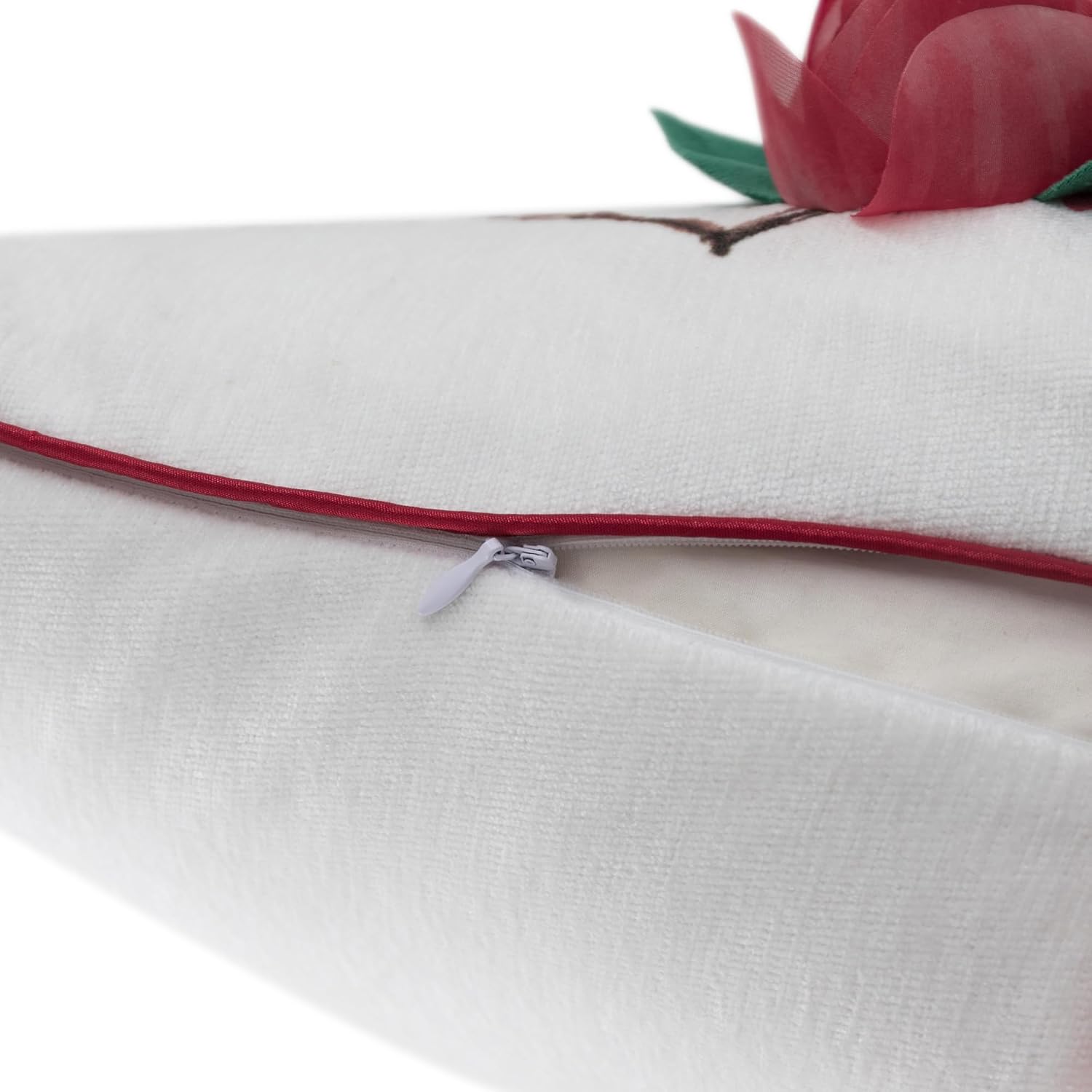 3D Rose Valentines Day Throw Pillow Cover Embroidery XOXO Cushion Cover Heart Holiday Decorative Pillow Case for Sofa Couch Bedroom Living Room Red