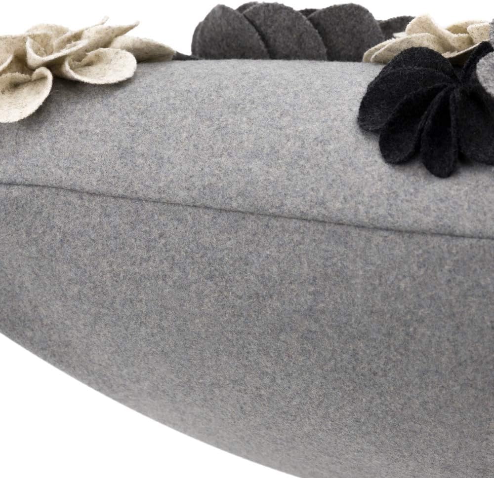 VG|grey-new-faux-wool|3D Flower Throw Pillow Cover, Colorful