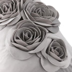 VG|gray|3D Flowers Throw Pillow Cover Decorative Soft Velvet Accent Floral Cushion Lumbar Pillowcase for Bed Sofa Couch Living Room