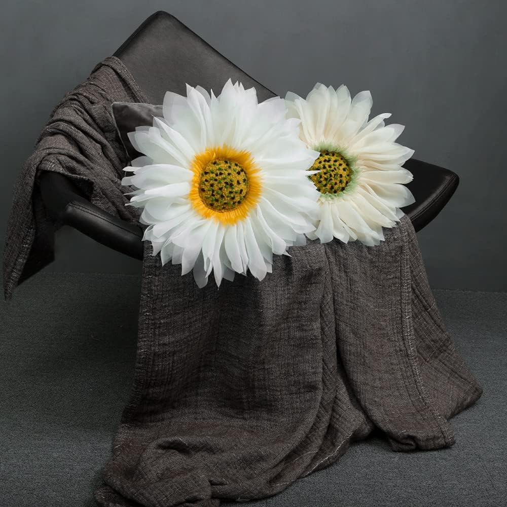 VG|creamy-white|3D Flower Throw Pillow Cover Decorative Round Daisy Shaped Cushion Floral Pillowcase for Bed Sofa Couch Living Room