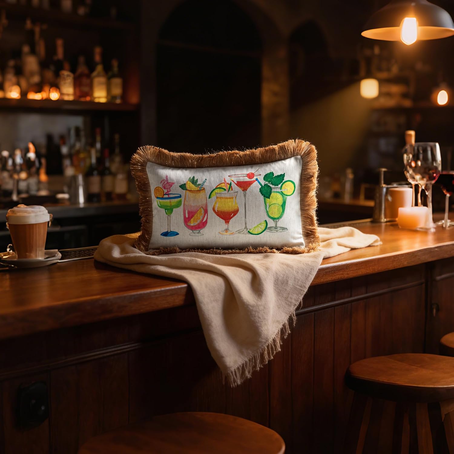 Decorative Tropical Throw Pillow Cover with Tassels