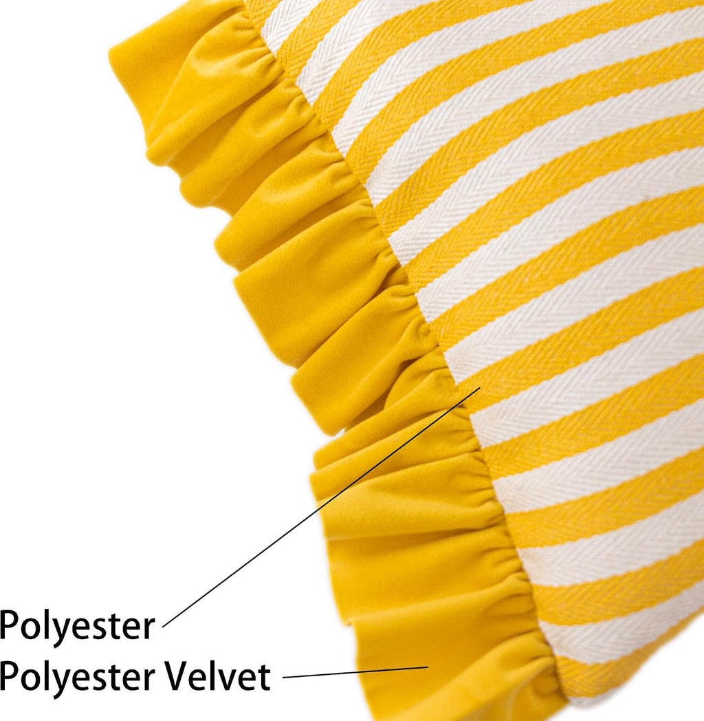 VG|yellow|Handmade Lace Lumbar Throw Pillow Cover