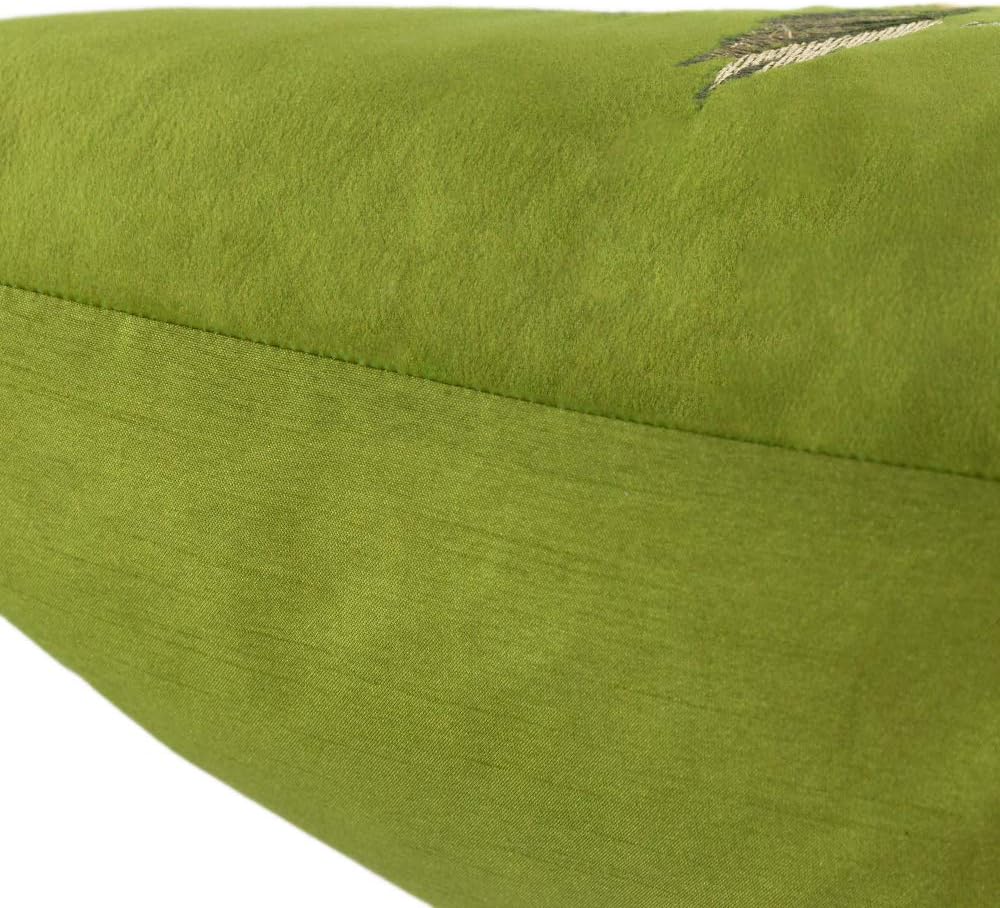 Tiger Velvet Throw Pillow Cover Decorative Flower Embroidered Accent Cushion Case Print Pillowcase for Bed Living Room Couch Bedroom Green Tassel