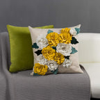 VG|yellow-white|3D Flower Throw Pillow Cover