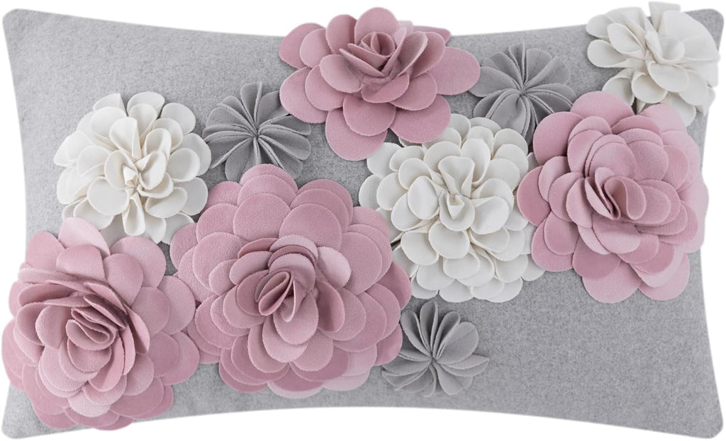 3D Flower Throw Pillow Cover - Pink