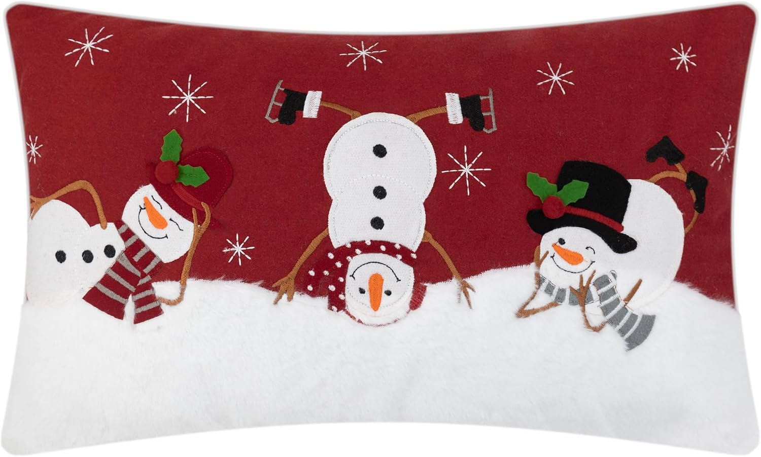 Christmas Throw Pillow Cover Applique Santa Claus Pillow Case Embroidery Cushion Cover for Festive Sofa Couch Living Room Bed Home Decor Christmas Red - Default Title