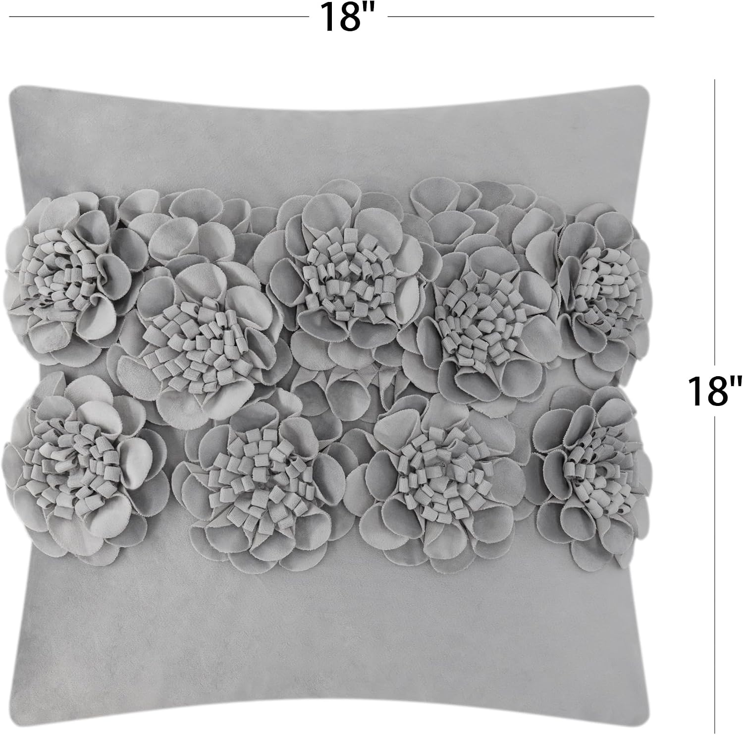 VG|gray|Handmade 3D Flower Throw Pillow Cover