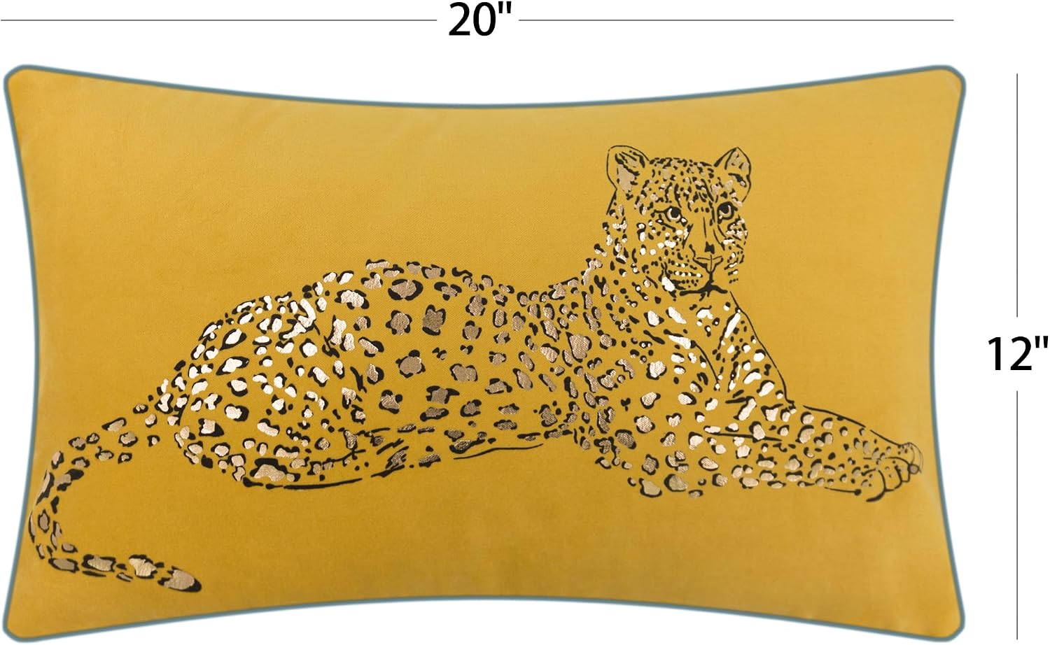 VG|yellow|Leopard Print Throw Pillow Cover Decorative Velvet Cushion with Gold Foil Printing for Bed Couch Chair Car