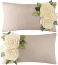 Pack of 2 Throw Pillow Covers, 3D Rose, Khaki - Default Title