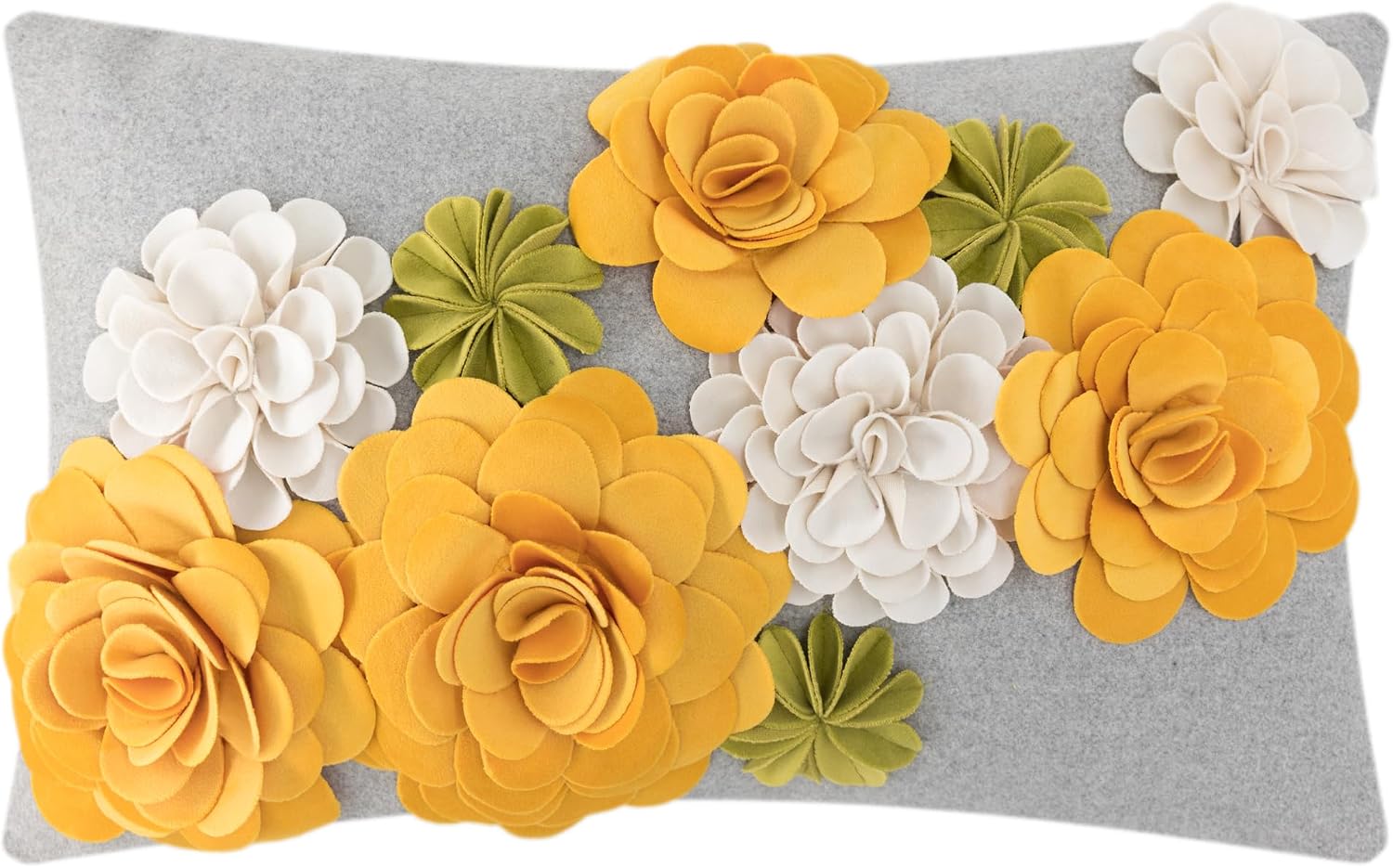 3D Flower Throw Pillow Cover - Yellow Green
