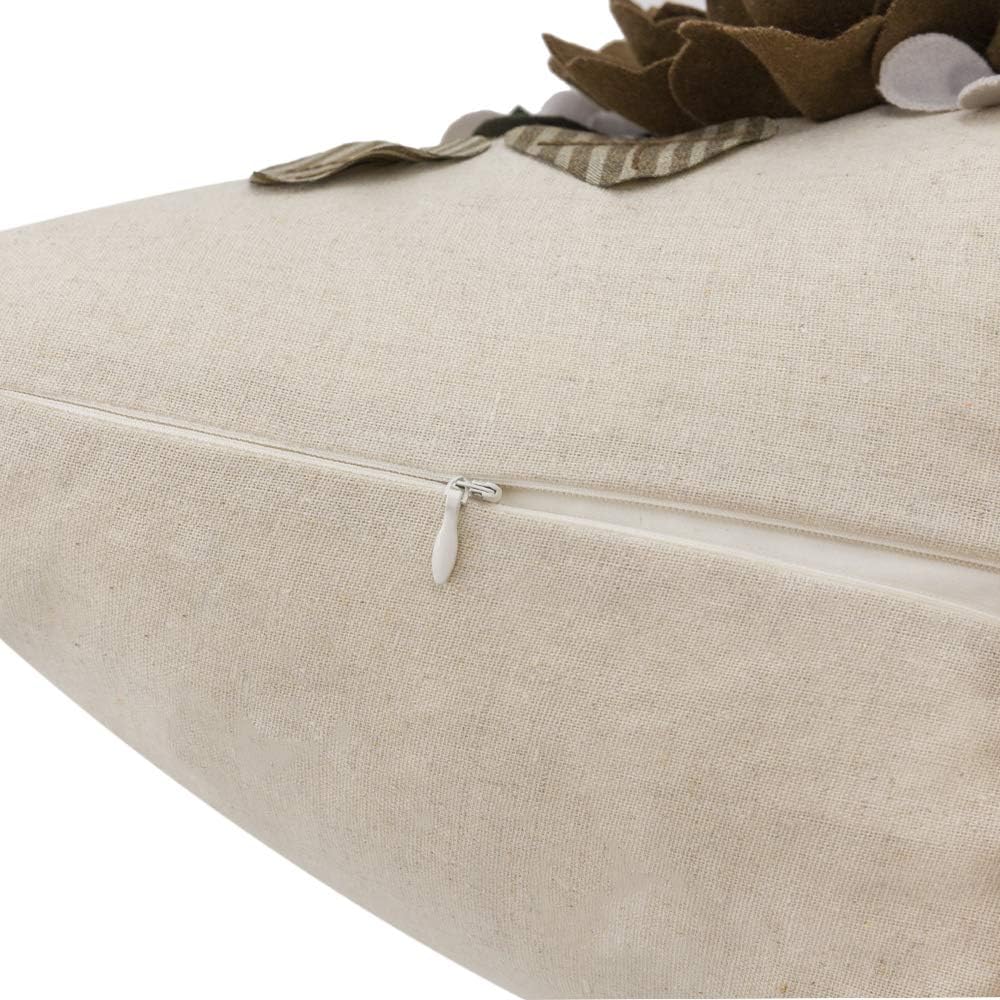 Decorative 3D Flower Throw Pillow Cover Handmade Floral Accent Cushion Case for Living Room Sofa Couch Chair Gray