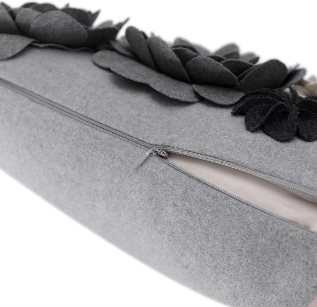 VG|grey|3D Flower Throw Pillow Cover