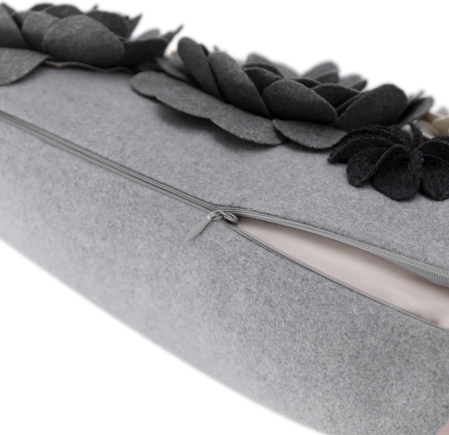 VG|grey|3D Flower Throw Pillow Cover