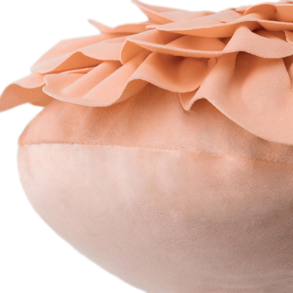 VG|peach-pink|Flower Throw Pillow Cover Decorative Round Pillowcase Floral Cushion for Bed Sofa Couch Car Decor