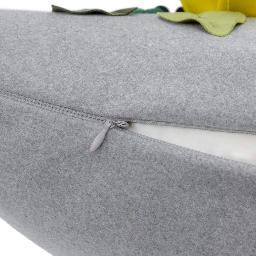 VG|yellow|Decorative 3D Flower Throw Pillow Cover Handmade Floral Accent Cushion Case for Living Room Sofa Couch Chair Gray