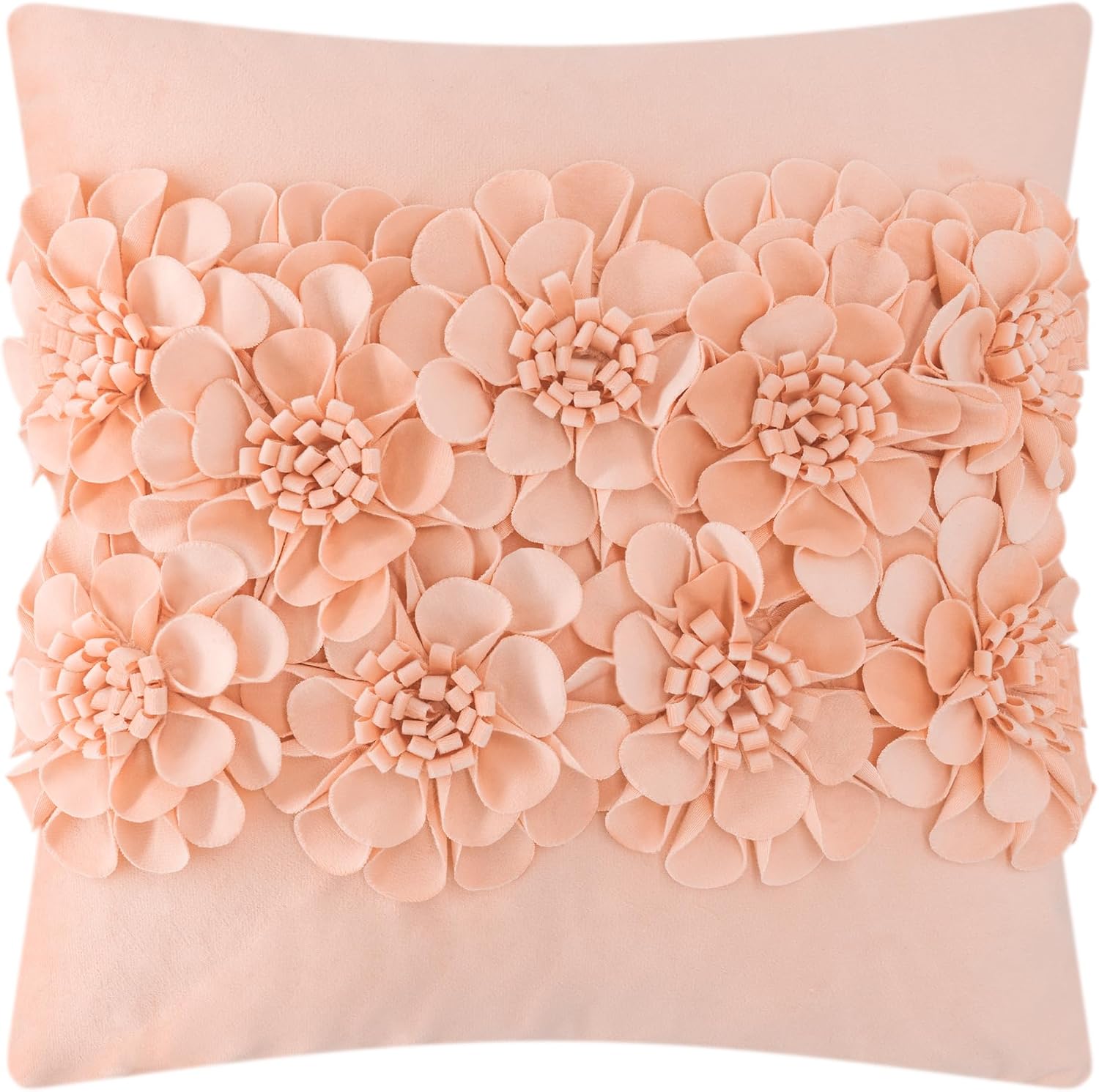 VG|peach-pink|Handmade 3D Flower Throw Pillow Cover