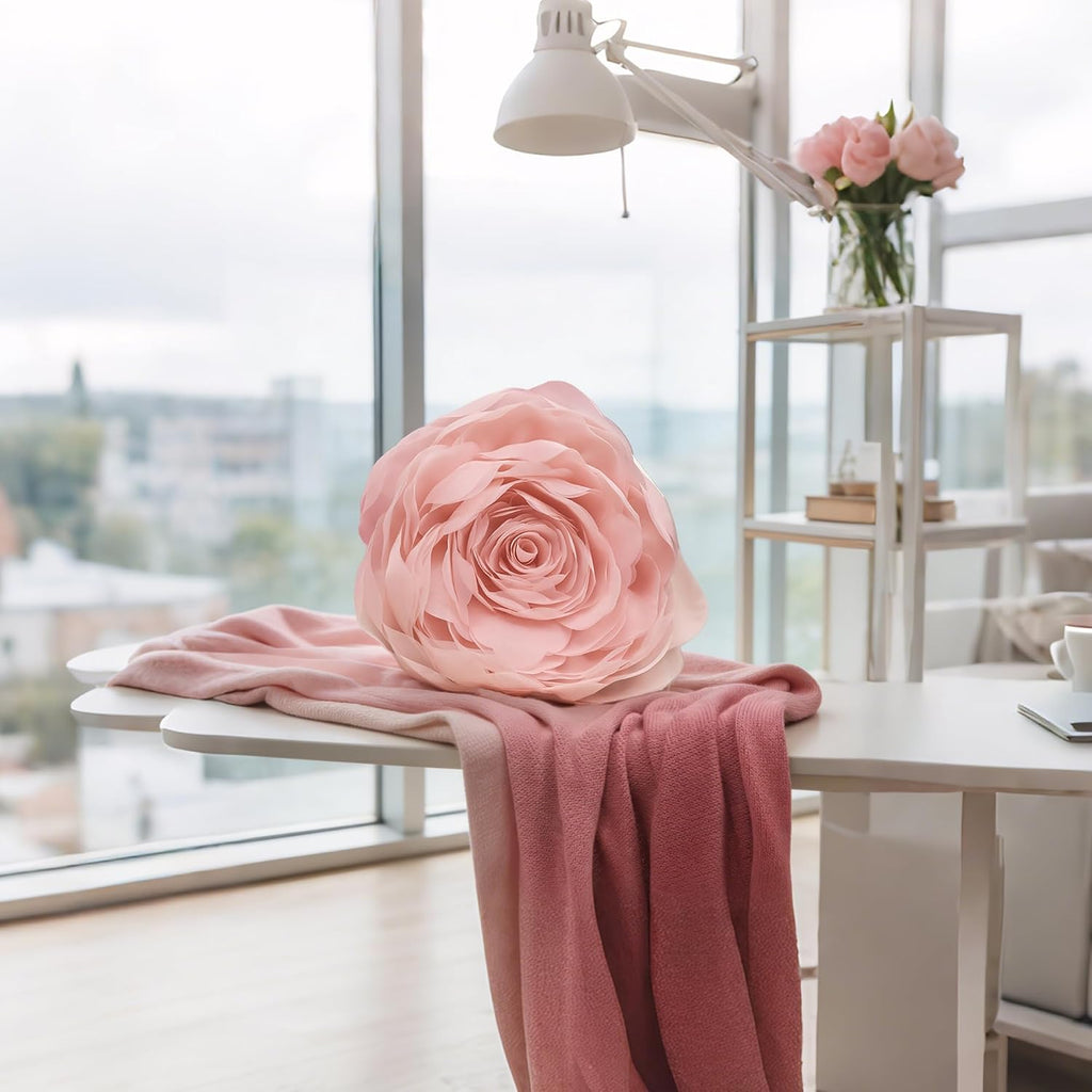 VG|peach-pink|3D Flower Throw Pillow Cover