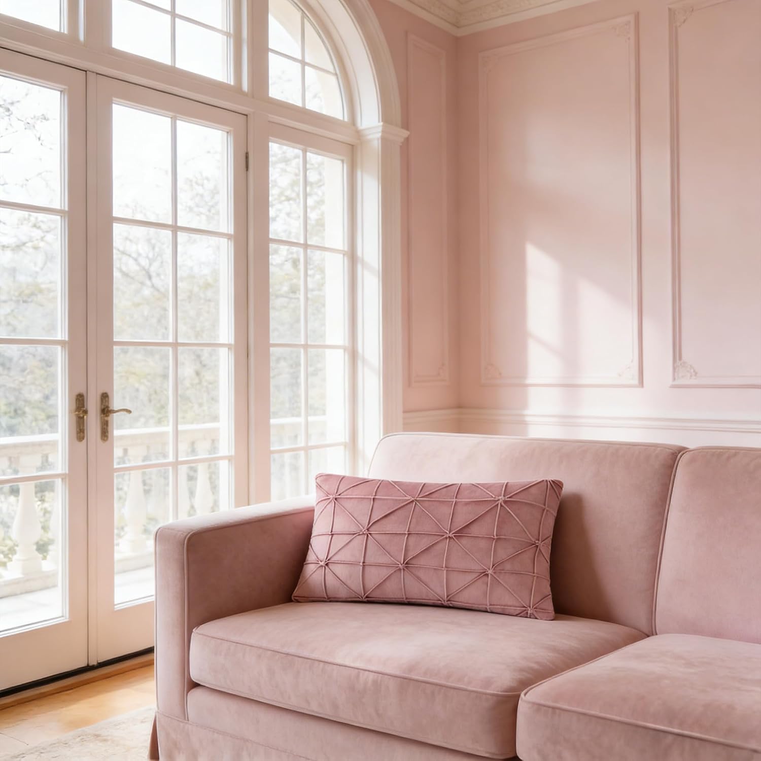 VG|grayish-pink|Velvet Pillow Cover