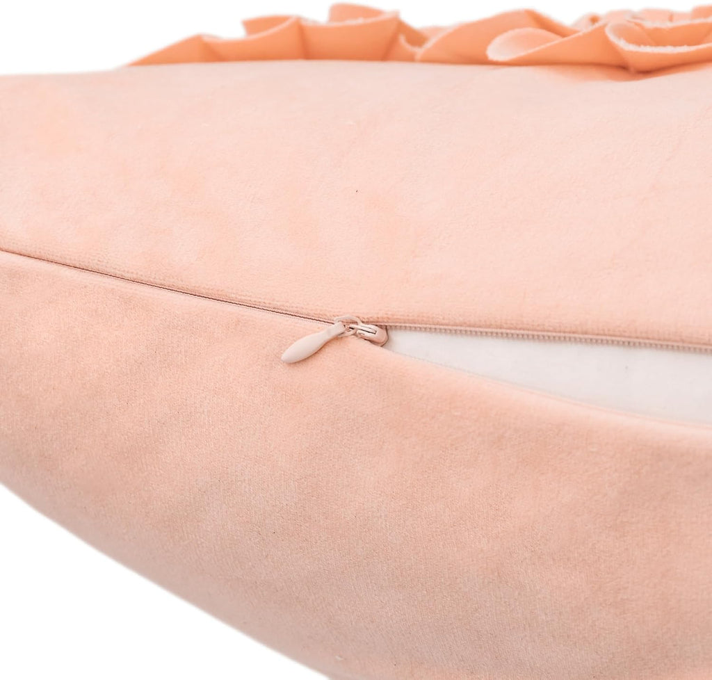 VG|peach-pink|Handmade 3D Flower Throw Pillow Cover