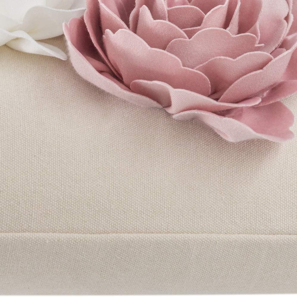 VG|pink|Decorative 3D Flower Throw Pillow Cover Handmade Floral Accent Cushion Case for Living Room Sofa Couch Chair Gray