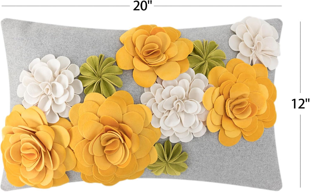 VG|yellow-green|3D Flower Throw Pillow Cover