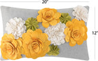 VG|yellow-green|3D Flower Throw Pillow Cover