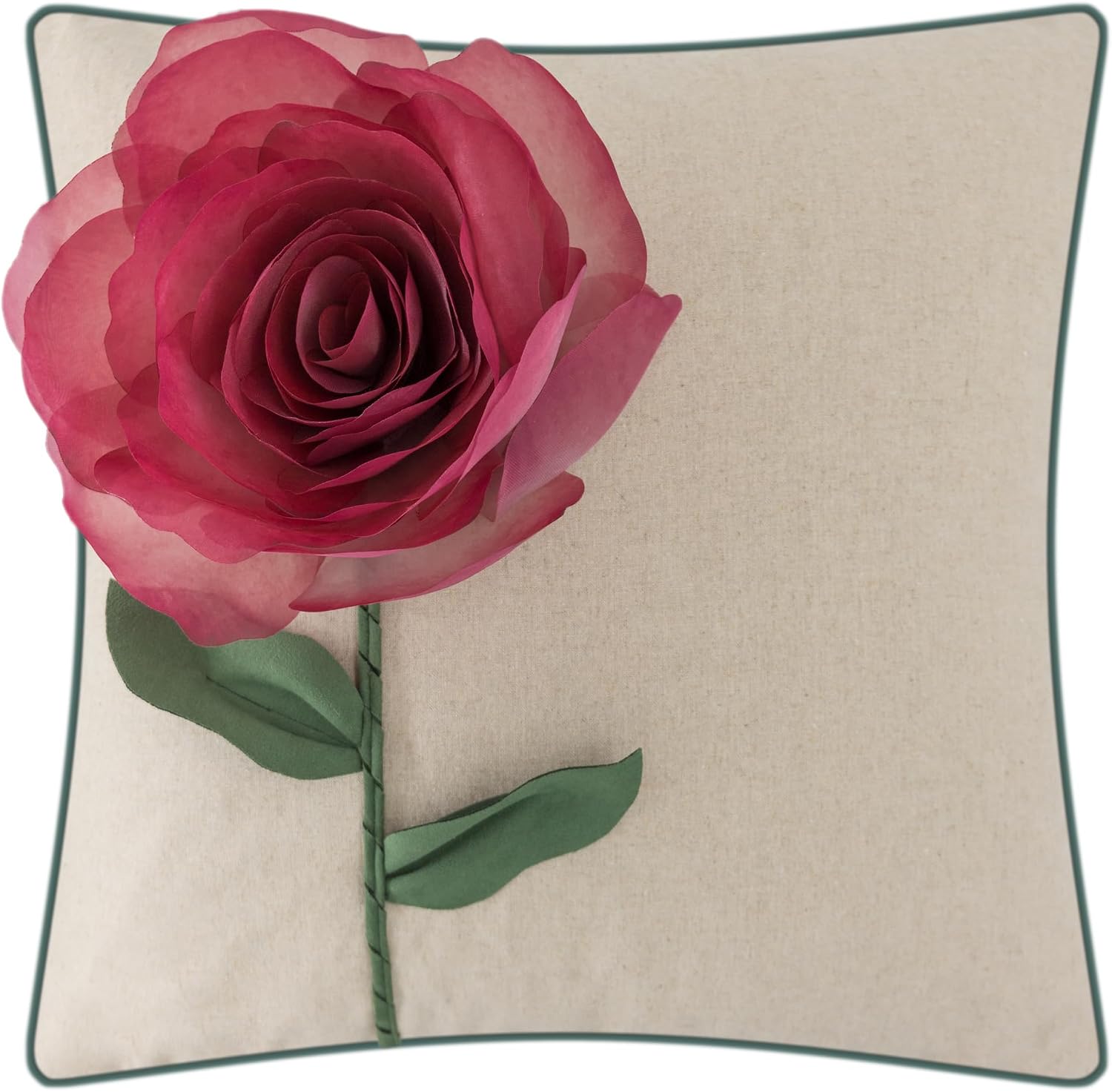 Yarn Rose Throw Pillow Cover - Burgundy