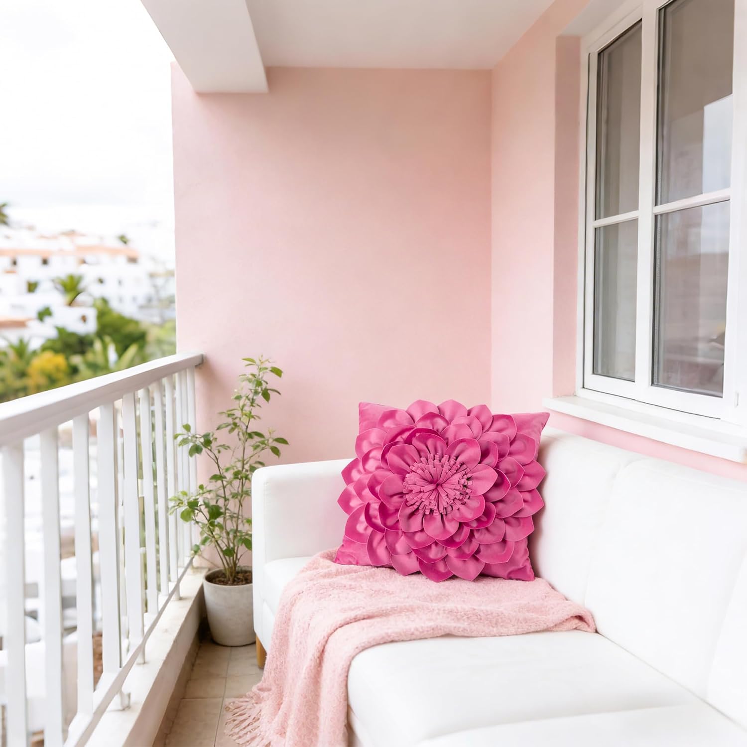 VG|fuchsia|3D Flower Throw Pillow Covers