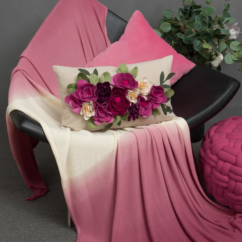 VG|3dflower-c-magenta|Decorative 3D Flower Throw Pillow Covers