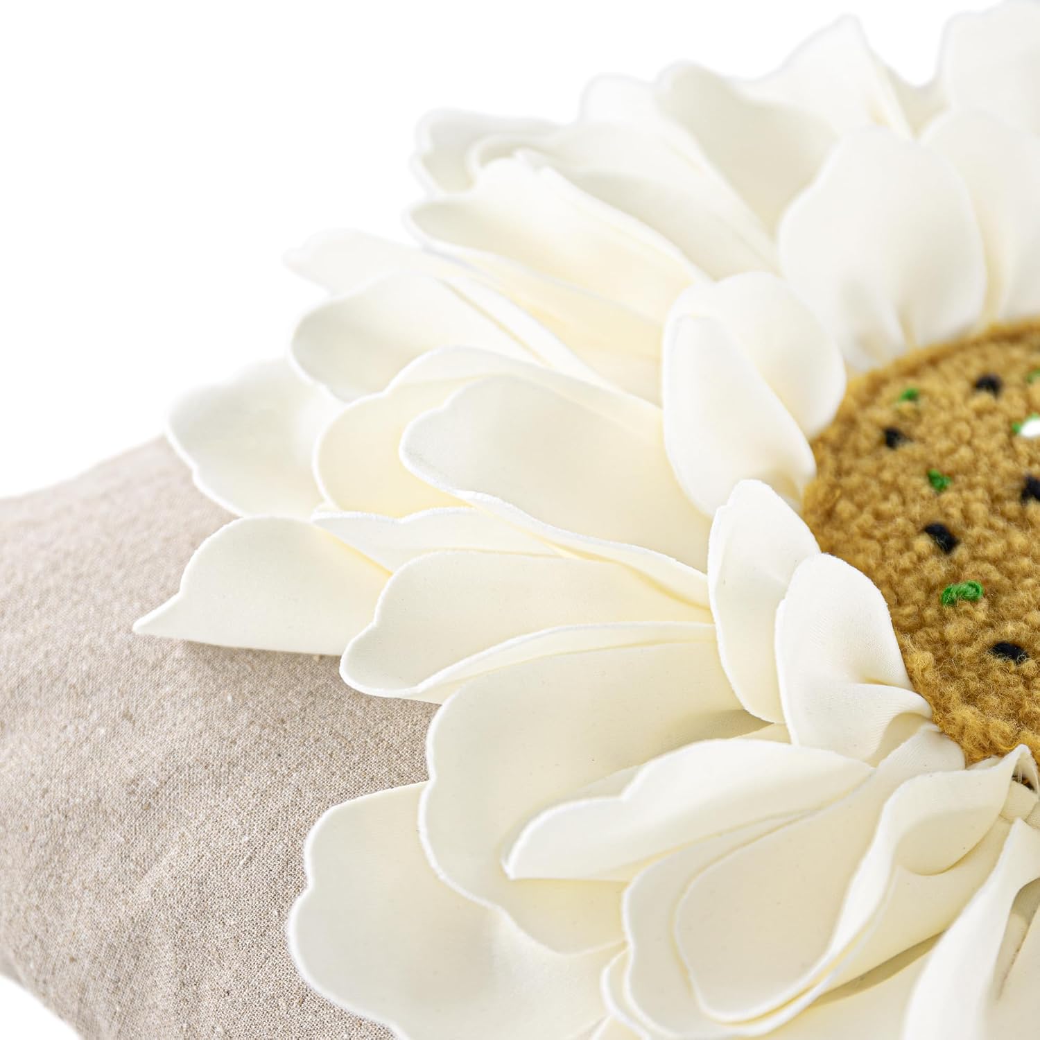 Decorative 3D Flower Throw Pillow Cover Creamy