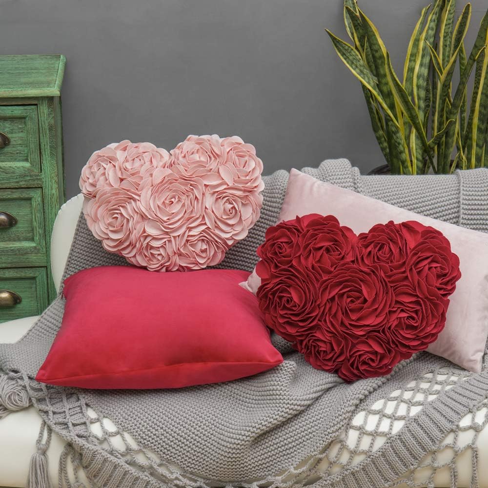 VG|pink|Heart Flower Throw Pillow Covers