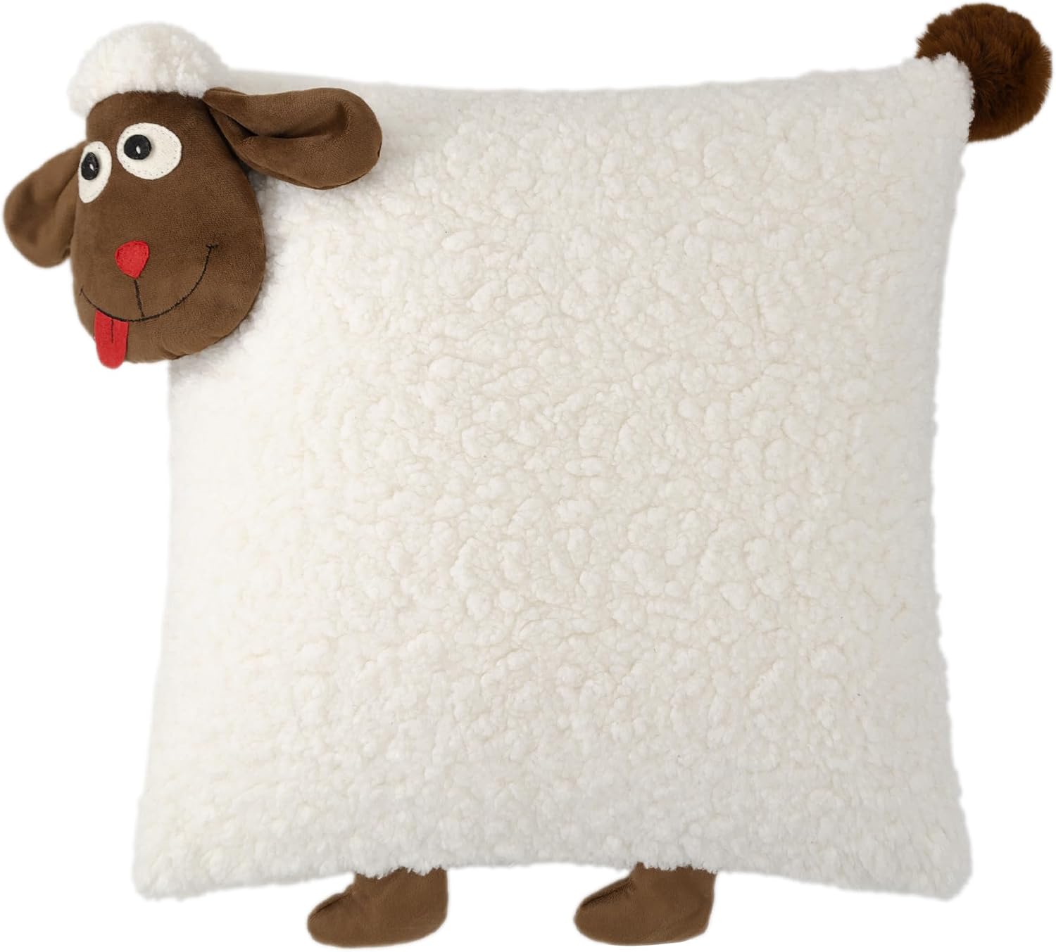 VG|beige|Faux Fur 3D Sheep Throw Pillow Cover