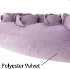 VG|purple|3D Flower Throw Pillow Cover Handmade Floral Soft Velvet Lumbar Cushion for Bed Living Room Chair Couch Decor Gold