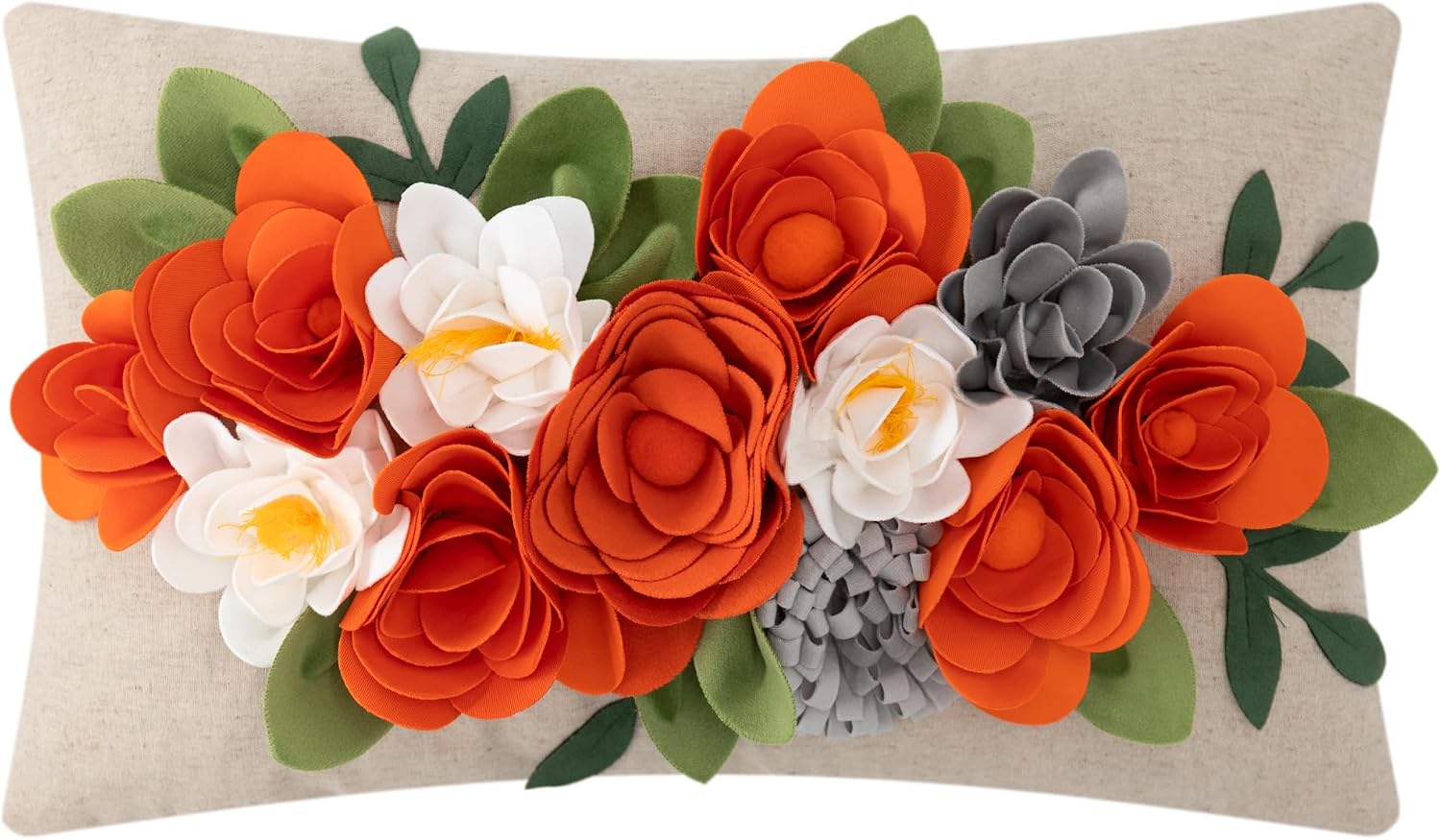 Decorative 3D Flower Throw Pillow Covers - 3dflower-g-orange