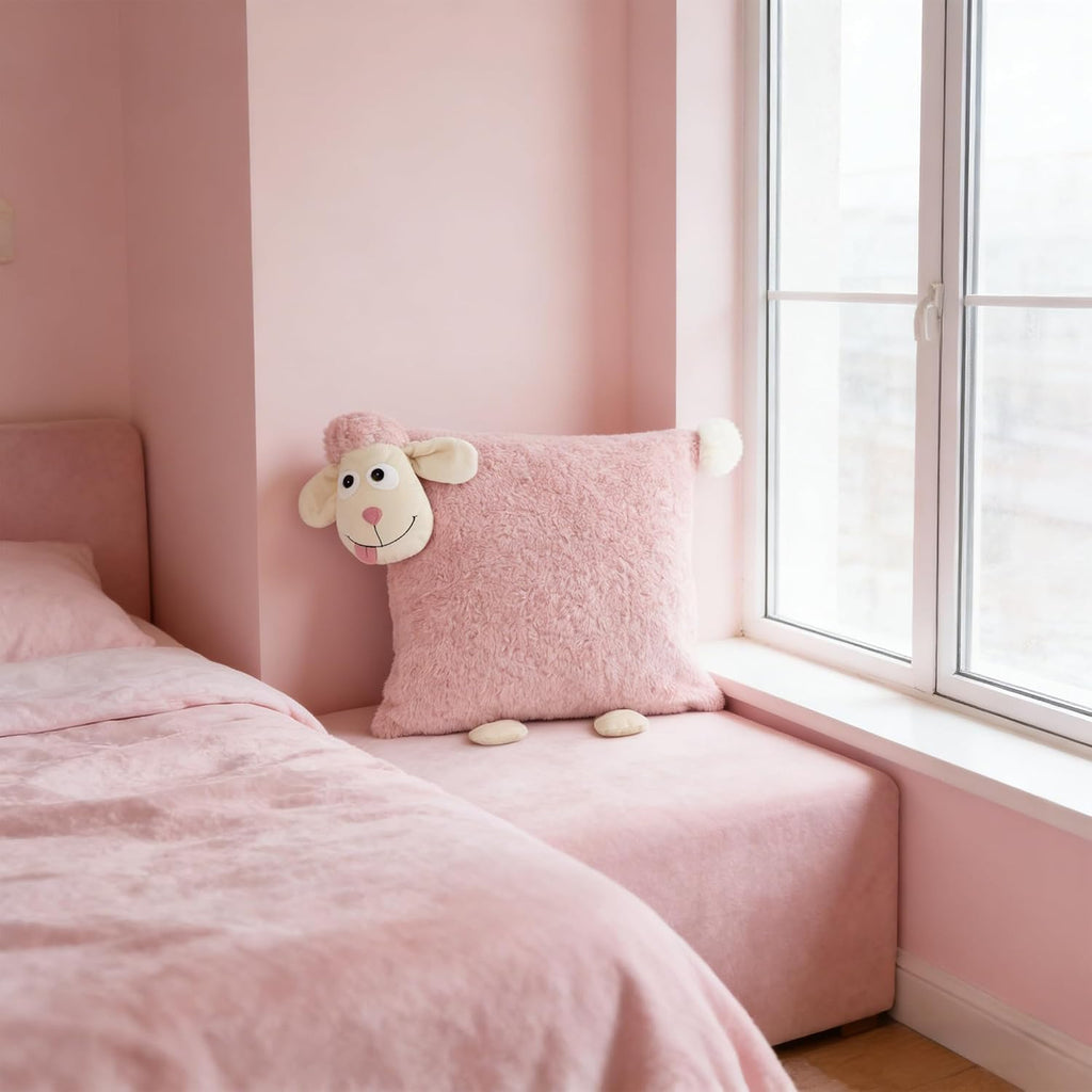 Faux Fur 3D Sheep Throw Pillow Cover
