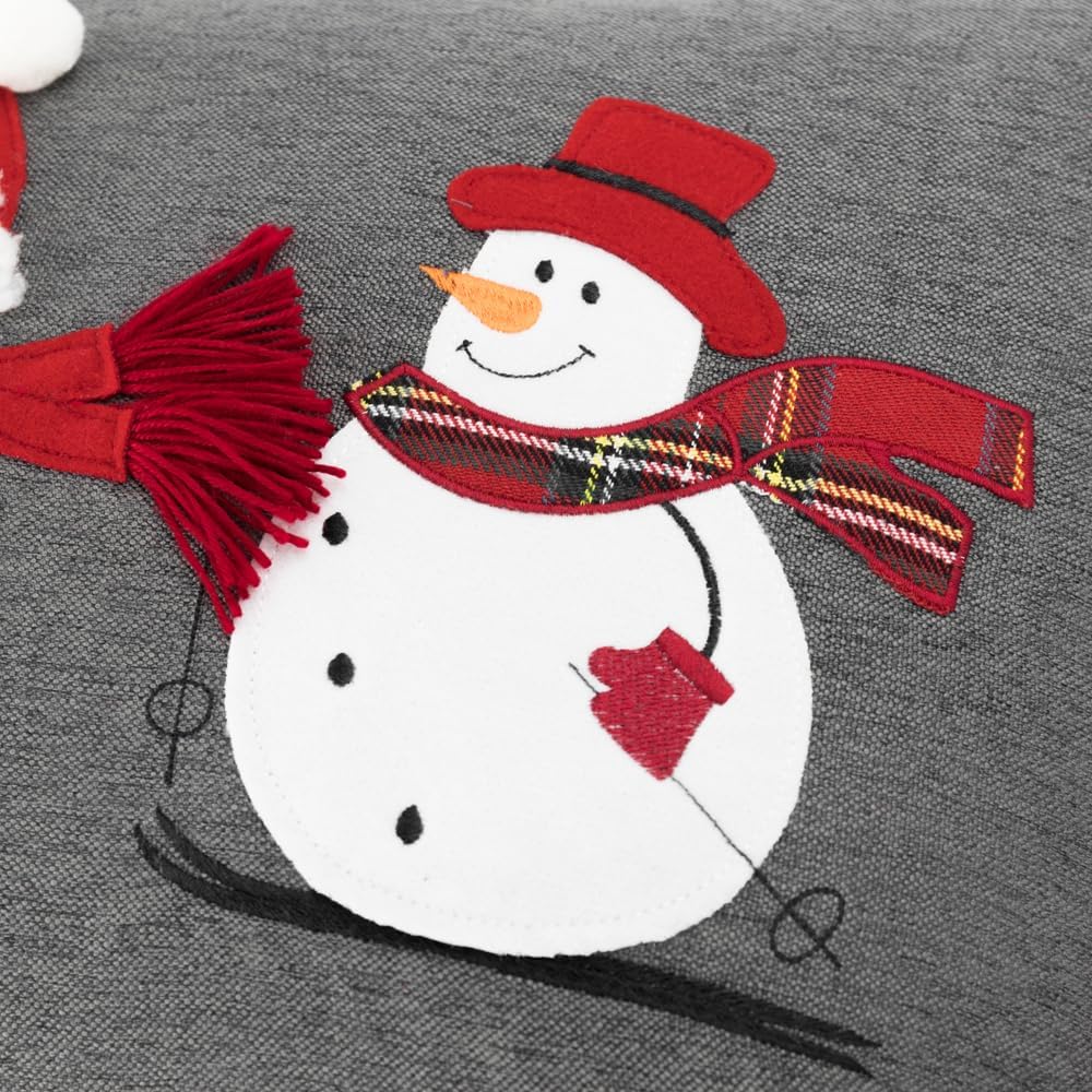 Snowmen Applique Accent Throw Pillow Cover Christmas Cushion Cover Decorative Pillowcase for Sofa Bed Living Room Couch