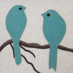 VG|teal-blue-gray-plaid-birds-on-branch|Cute Birds Throw Pillow Cover Lumbar Accent Cushion Embroidered Pillowcase for Home Sofa Bed Living Room Dark Blue Orange Beige