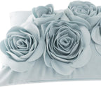 VG|sky-blue|3D Flowers Throw Pillow Cover Decorative Soft Velvet Accent Floral Cushion Lumbar Pillowcase for Bed Sofa Couch Living Room