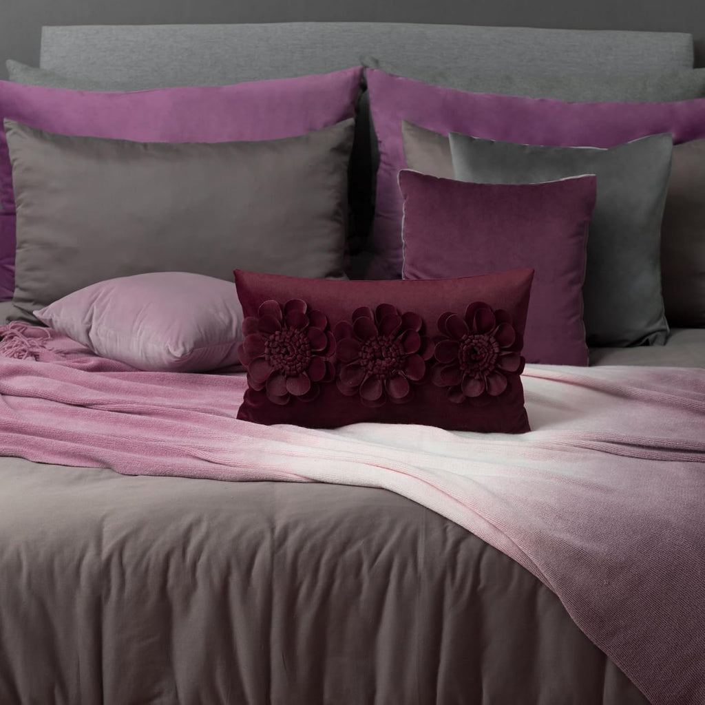 VG|dark-red|3D Flower Throw Pillow Cover