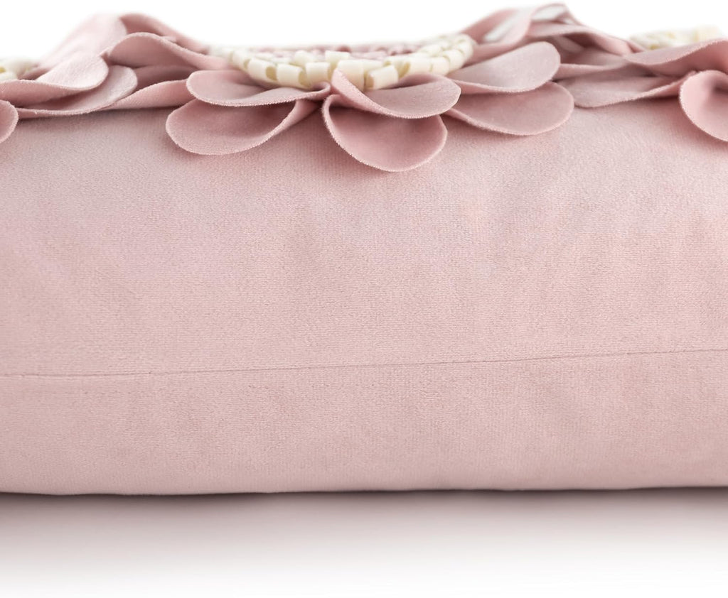 VG|dusty-pink-white|3D Flower Throw Pillow Cover