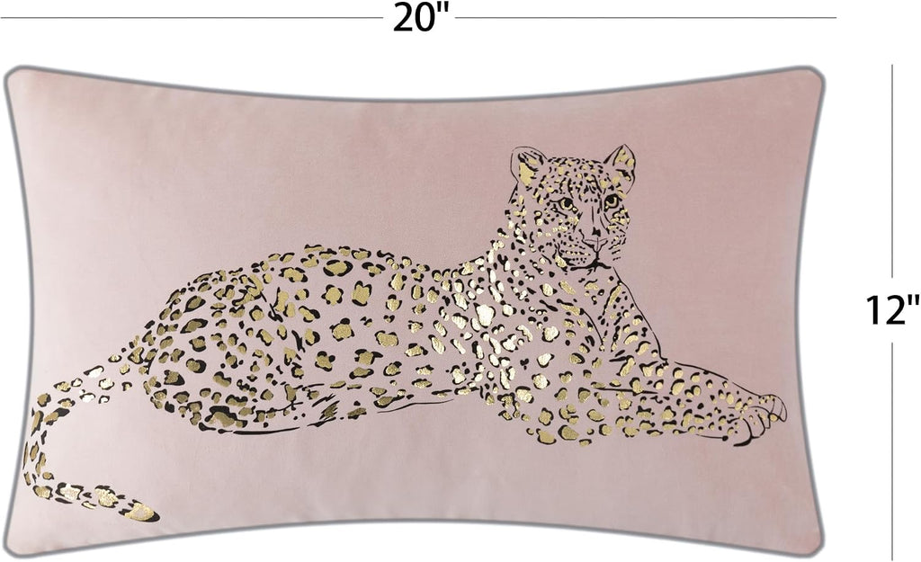 VG|rose-gold|Leopard Print Throw Pillow Cover Decorative Velvet Cushion with Gold Foil Printing for Bed Couch Chair Car