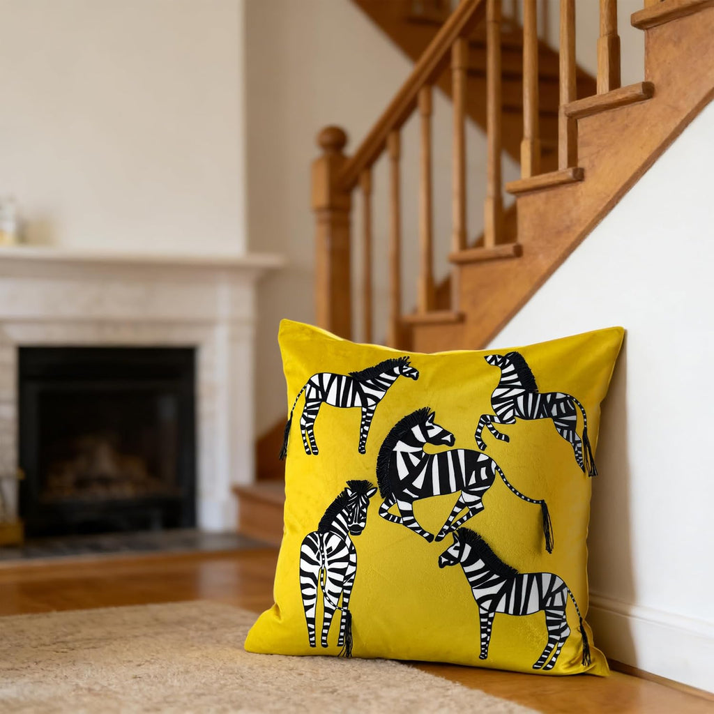 VG|yellow|Printing Zebra Throw Pillow Cover