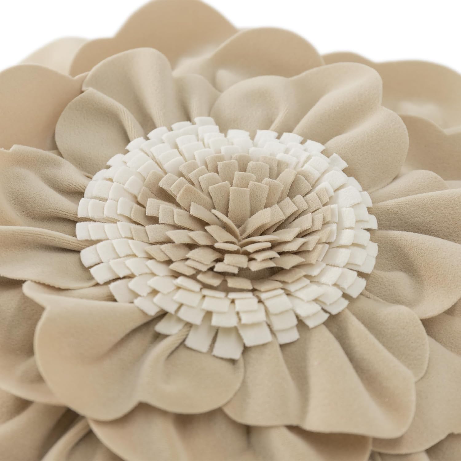 VG|champagne|Flower Throw Pillow Cover Decorative Round Pillowcase Floral Cushion for Bed Sofa Couch Car Decor
