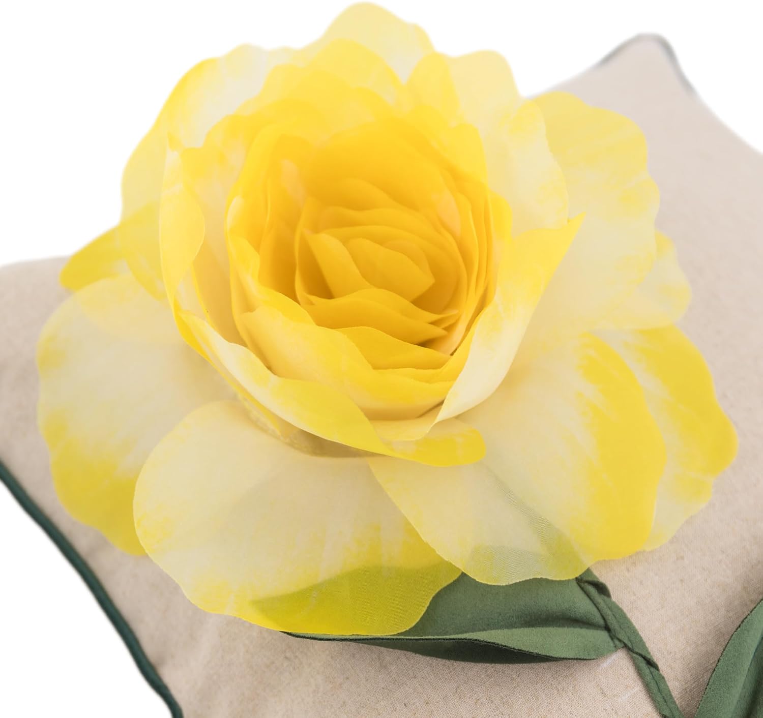 VG|yellow|Yarn Rose Throw Pillow Cover