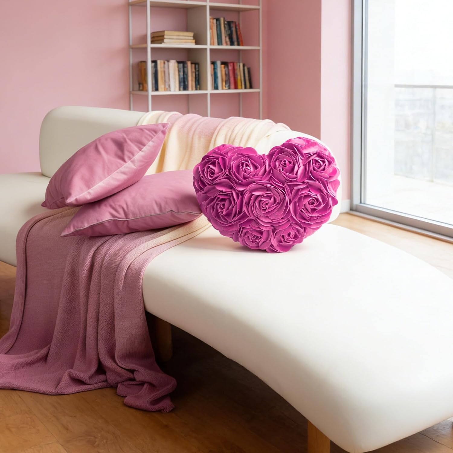 VG|hot-pink|Heart Flower Throw Pillow Covers