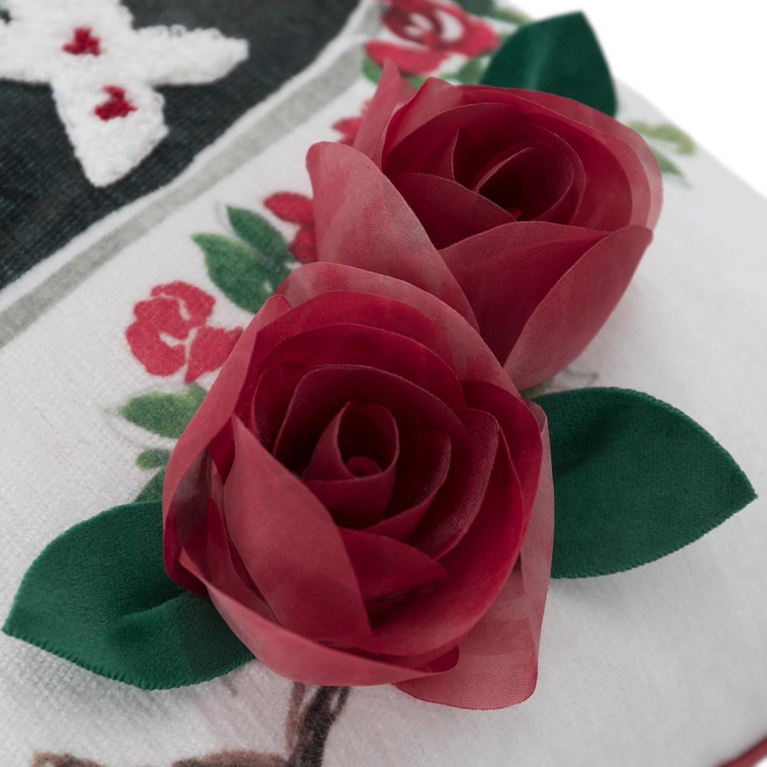 3D Rose Valentines Day Throw Pillow Cover Embroidery XOXO Cushion Cover Heart Holiday Decorative Pillow Case for Sofa Couch Bedroom Living Room Red
